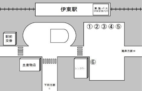 発着場所 伊東駅　東海バスセンター8番線