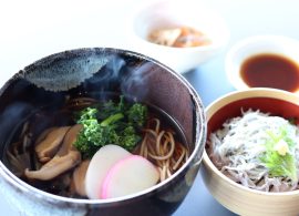 原木しいたけ蕎麦と駿河湾のミニしらす丼